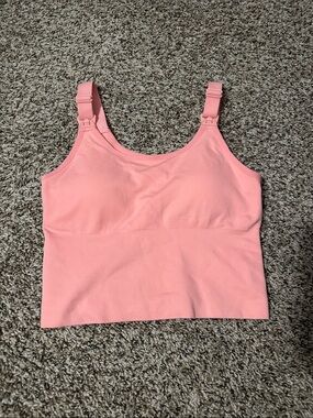 Pink Seamless Crop Maternity Tank Top